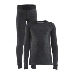 CRAFT OTROŠKI VOLNEN 42% MERINO SET CORE MERINO BLACK MELANGE - AKTIVNO PERILO