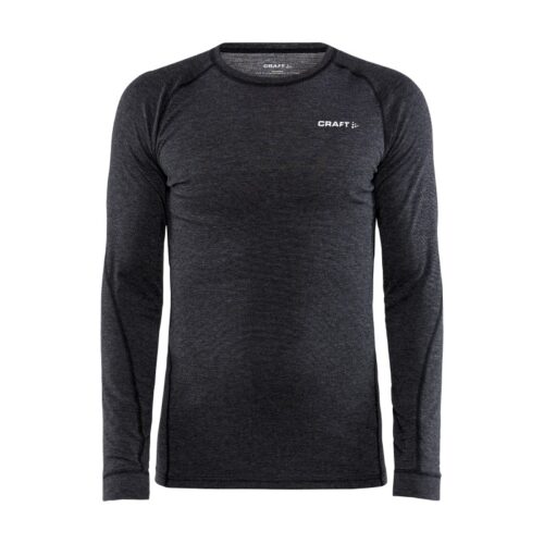 CRAFT MOŠKA VOLNENA 42% MERINO MAJICA Z DOLGIMI ROKAVI CORE WOOL MERINO LS TEE BLACK MELANGE - AKTIVNO PERILO