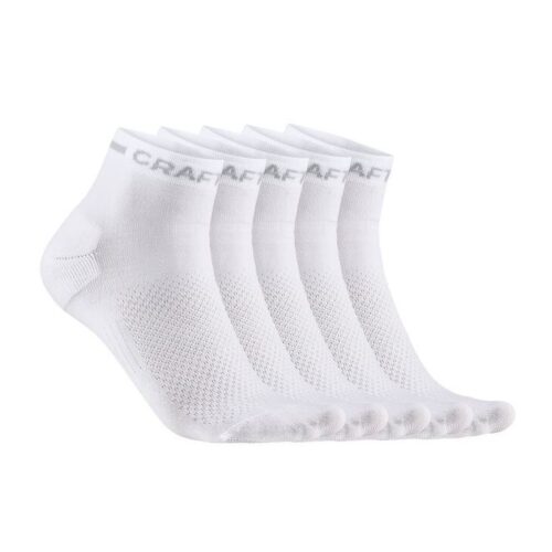CRAFT FUNKCIONALNE ŠPORTNE NOGAVICE CORE DRY MID SOCKS 5-PACK WHITE
